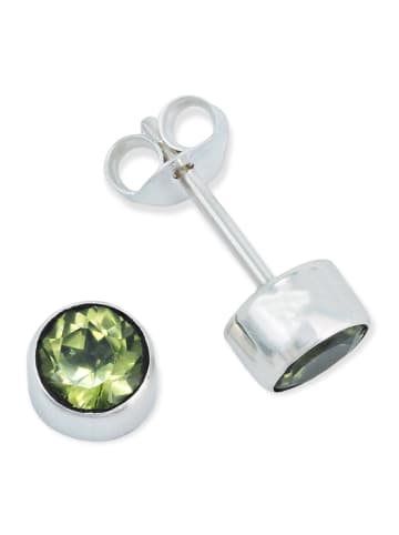 mantraroma 925er Silber - Ohrstecker (L) 6 x (B) 6 mm mit Peridot facettiert