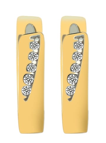 Adeliás Damen Ohrringe – Klappcreole aus 333 Gold mit Zirkonia in gold