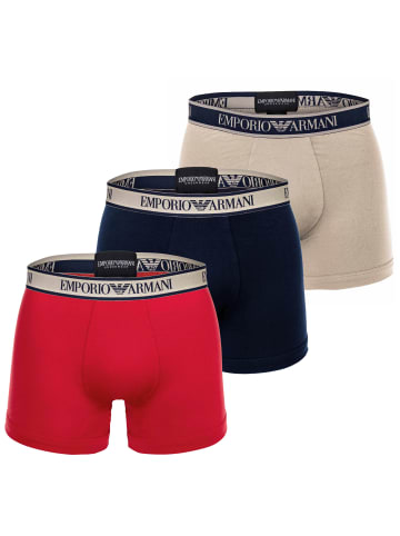 Emporio Armani Boxershort 3er Pack in Marine/Rot/Nude