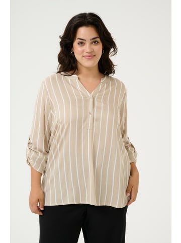 KAFFE curve Langarm-Bluse KCsida in Feather Gray / Chalk Stripe