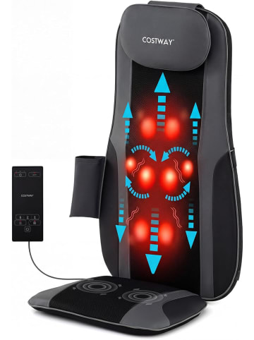 COSTWAY Shiatsu Massageauflage mit 4 knetenden Rollknoten & 2 Vibrationsmotoren in Grau