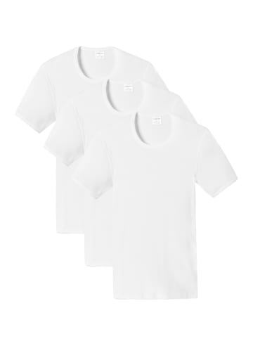 Schiesser Unterhemd / Shirt Kurzarm Cotton Essentials Doppelripp in Weiß