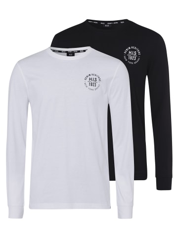 H.I.S. Langarmshirt in schwarz, weiß