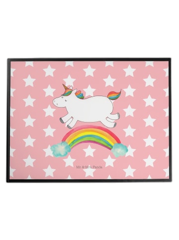 Mr. & Mrs. Panda Schreibunterlage Einhorn Regenbogen ohne Spruch in Rot Pastell