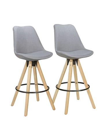 KADIMA DESIGN Komfort Barhocker Set mit ergonomischer Sitzschale und Holzbeinen in Grau