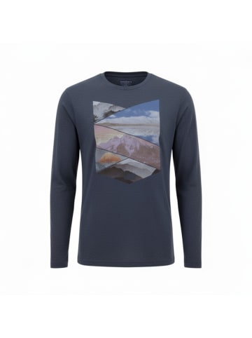 Jack Wolfskin Langarmshirt Print Longsleeve Shirt Herren Sportshirt Berg Wandershirt in Weiß