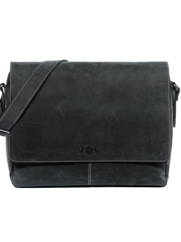 SID & VAIN Leder-Messenger Laptoptasche Leder Umhängetasche Unisex SPENCER in grau