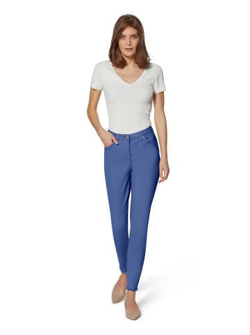 MADELEINE Mid Waist Skinny-Hose mit Fransen in royalblau