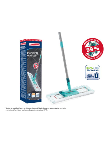 Leifheit Bodenwischer Profi XL micro duo türkis grau weiß 48,0 x 16,0 x 146,0 cm