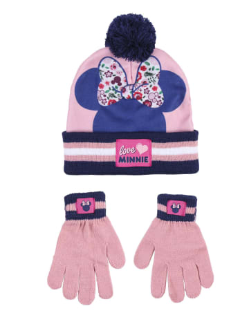 Disney Minnie Mouse 2tlg. Set: Mütze und Handschuhe Winter in Rosa