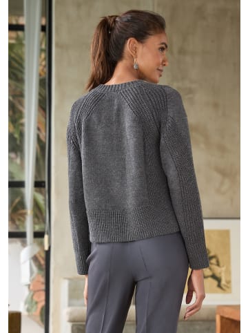 LASCANA Strickpullover in dunkelgrau meliert