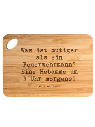 Mr. & Mrs. Panda Frühstücksbrettchen Spruch Mutige Hebamme mit S... in Braun