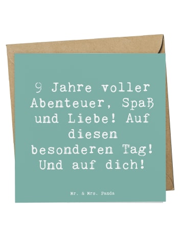 Mr. & Mrs. Panda Einladungskarte Spruch 9. Geburtstag Abenteuer ... in Meeresbrise