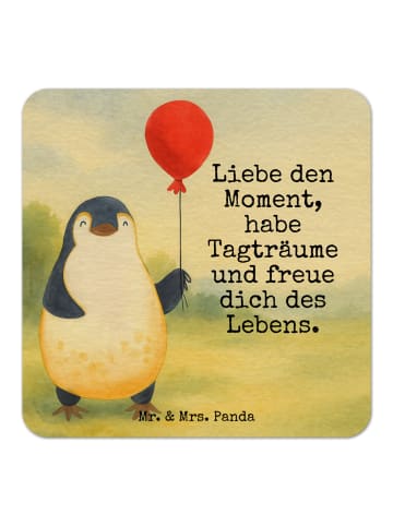 Mr. & Mrs. Panda Bierdeckel Pinguin Luftballon Design mit Spruch in Weiß