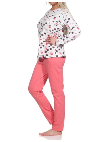 NORMANN langarm Schlafanzug Pyjama TupfenPunkte - 72346 in apricot
