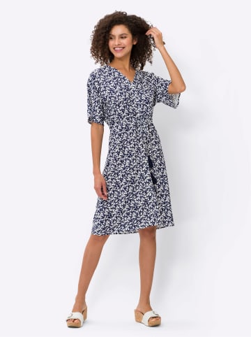 Heine A-Linien-Kleid in marine-ecru-bedruckt