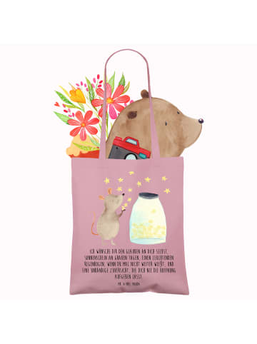 Mr. & Mrs. Panda Schultertasche Maus Sterne mit Spruch in Rosa Pastell