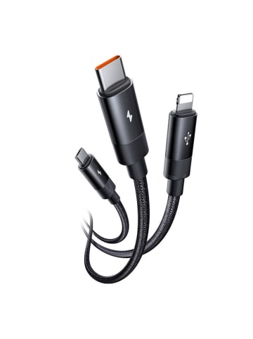 Wisam® 35W 3in1 USB auf USB-C/Lightning/Micro USB Kabel 3.5A, 1.2m schwarz