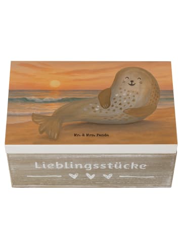 Mr. & Mrs. Panda Kiste Robbe Lachen Design ohne Spruch in Weiß