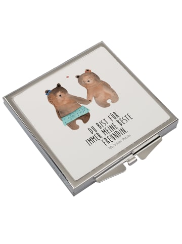 Mr. & Mrs. Panda Kosmetikspiegel Bär Freundin mit Spruch in Weiß