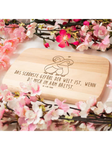 Mr. & Mrs. Panda Holzbrett Pinguine Kuscheln mit Spruch in Transparent