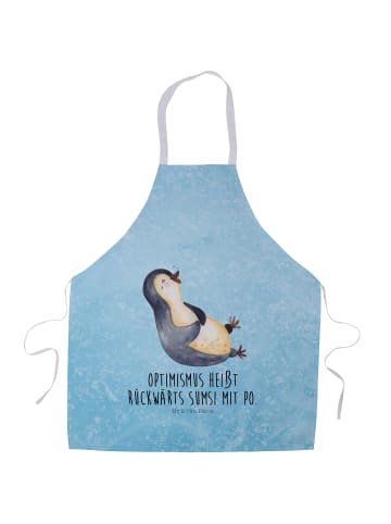 Mr. & Mrs. Panda Kochschürze Pinguin Lachen mit Spruch in Eisblau