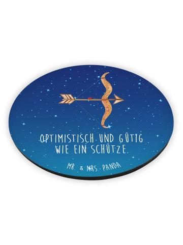 Mr. & Mrs. Panda Rund Magnet Sternzeichen Schütze mit Spruch in Sternenhimmel Blau