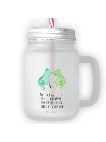 Mr. & Mrs. Panda Glas Frosch Liebe mit Spruch in Transparent
