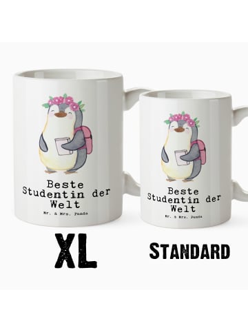 Mr. & Mrs. Panda Tasse Pinguin Beste Studentin der Welt mit Spruch in Weiß