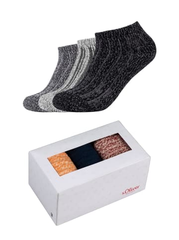 S. Oliver Sneakersockenbox 3er Pack warm & cozy in anthracite melange