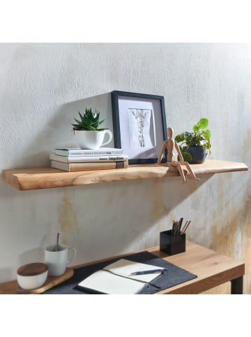 FineBuy Wandregal in Braun / Akazie / 100x26x4