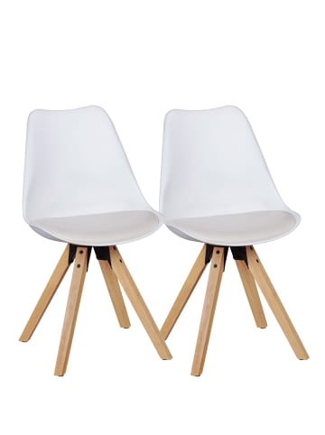 KADIMA DESIGN 2er Set Retro Esszimmerstuhl LIMA weiß in Weiß