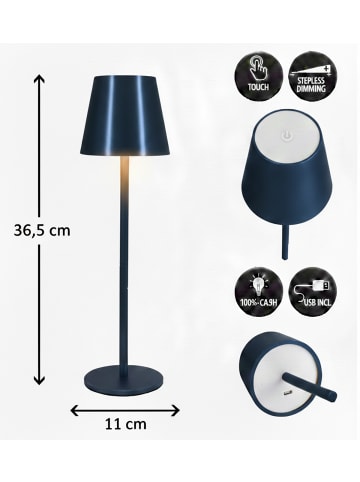 Coen Bakker LED Tischlampe dimmbar Innen & Außen 36,5x11cm Glatt in Blau