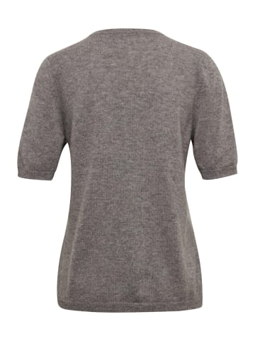 GOLDNER Kurzgröße:  Feinstrickpullover mit Rundhals in grau / melange