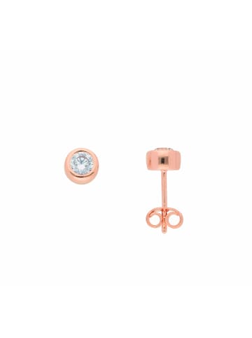 Adeliás Damen 925 Silber Ohrringe / Ohrstecker mit Zirkonia Ø 6 mm in rose