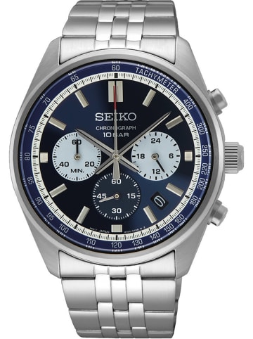 Seiko Herrenuhr Chronograph Stahl/Dunkelblau