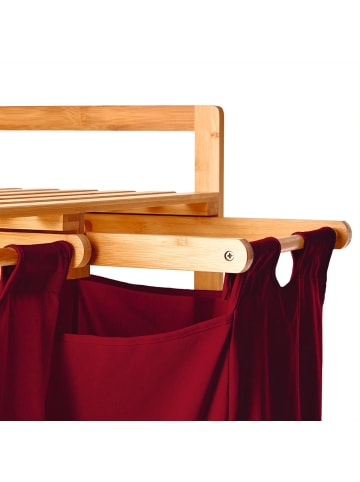 Lumaland Wäschekorb Bambus 73x64x33cm dunkelrot 2 Wäschesäcke rot