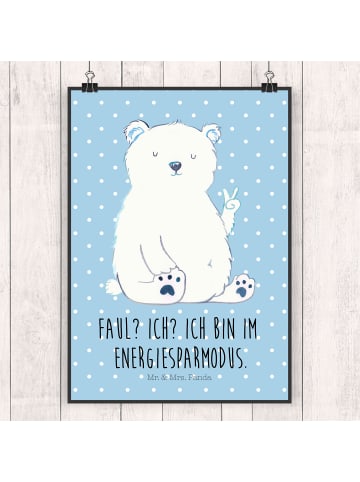 Mr. & Mrs. Panda wanddeko Eisbär Faul mit Spruch in Blau Pastell