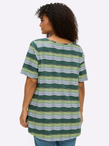 sheego Longshirt in moos-schwarz-geringelt