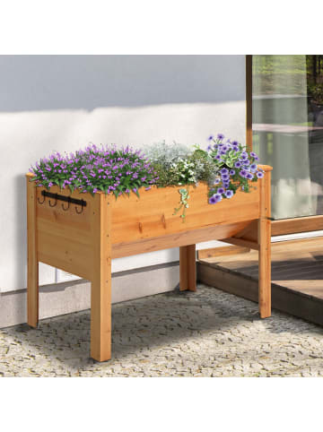 Outsunny Hochbeet aus Holz 120L x 60B x 81H cm Naturholz