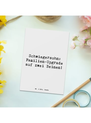 Mr. & Mrs. Panda Fotokarte Spruch Schwiegersohn Upgrade mit Spruch in Weiß