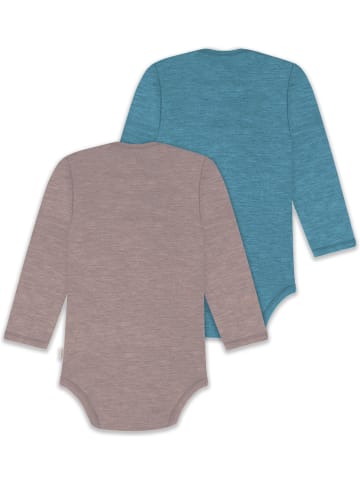 Normani Outdoor Sports 2er Pack Baby Merino Body Langarm Auckland in Rosa/Blau