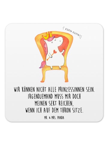 Mr. & Mrs. Panda Getränkeuntersetzer Einhorn König mit Spruch in Weiß