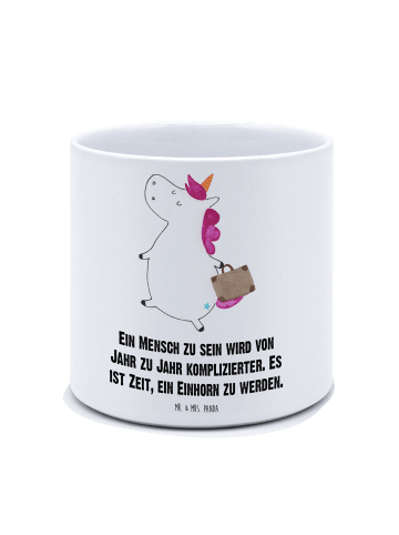 Mr. & Mrs. Panda Kübel für Pflanzen Einhorn Koffer mit Spruch in Weiß