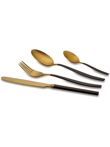 Echtwerk 24 tlg. Set Tafelbesteck "Positano Due" in Gold/Schwarz