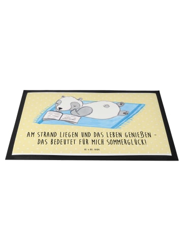 Mr. & Mrs. Panda Fußabtreter Sommerglück mit Spruch in Gelb Pastell