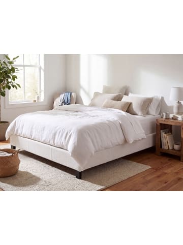 Beliani 2-tlg Doppelbett ROANNE in Grau/Braun