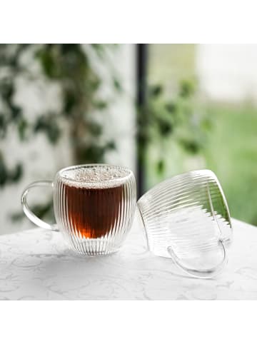 Almina 2-tlg. Doppelwandige Gläser "Freya Double" - 250 ml mit Henkel in Transparent