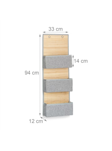 relaxdays 4 x Hängeaufbewahrung in Grau - (B)33 x (H)94 x (T)12 cm