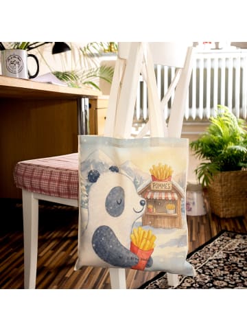 Mr. & Mrs. Panda Tasche Panda Winter Pommes Design ohne Spruch in Weiß